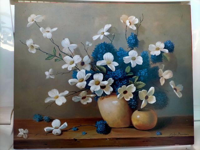 Cuadro Flores Azules y Blancas