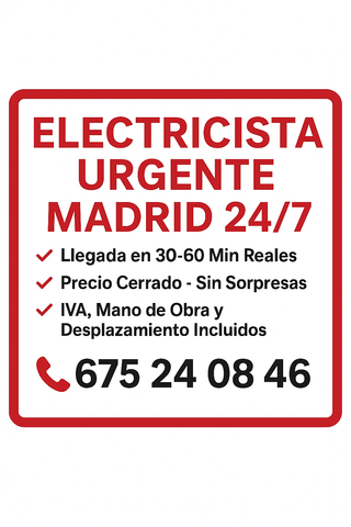Electricista Madrid 24/7 en Menos de 1 Hora
