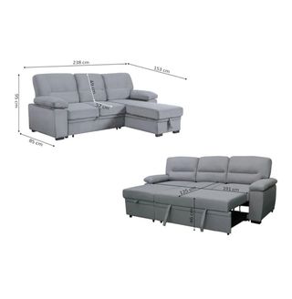 Oportunidad Sofá-cama, chaise longue gris
