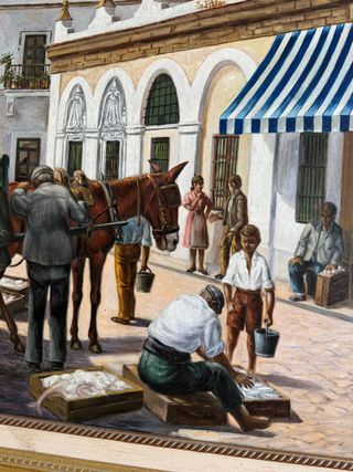 Costumbrist Quadro: vecchio pescivendolo