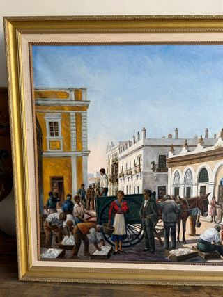 Costumbrist Quadro: vecchio pescivendolo