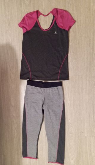 Conjunto deportivo mujer gris y rosa