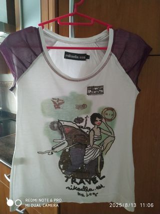 Camiseta mikella ess blanca y morada