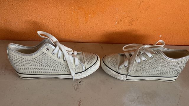 Scarpe sportive donna 41 beige/argento