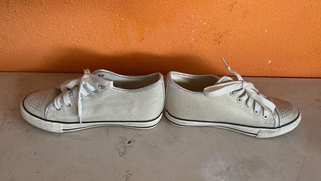 Scarpe sportive donna 41 beige/argento