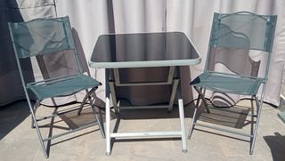 Conjunto mesa sillas plegable exterior