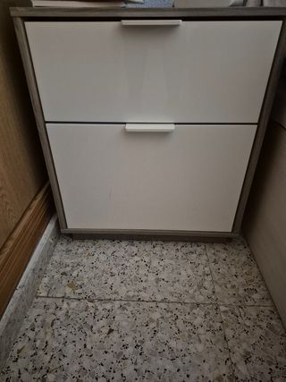 Mesita noche 2 cajones blanco-gris