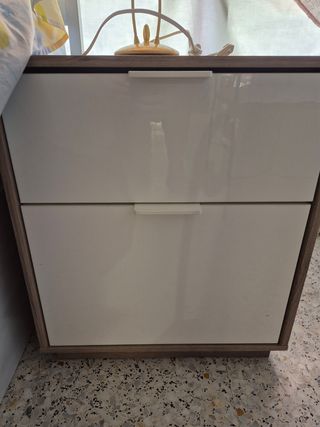 Mesita noche 2 cajones blanco-gris