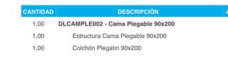 Cama plegable 90x200 + juego de sábanas 