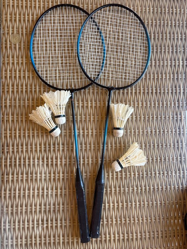2 Raquetas bádminton + 4 plumas