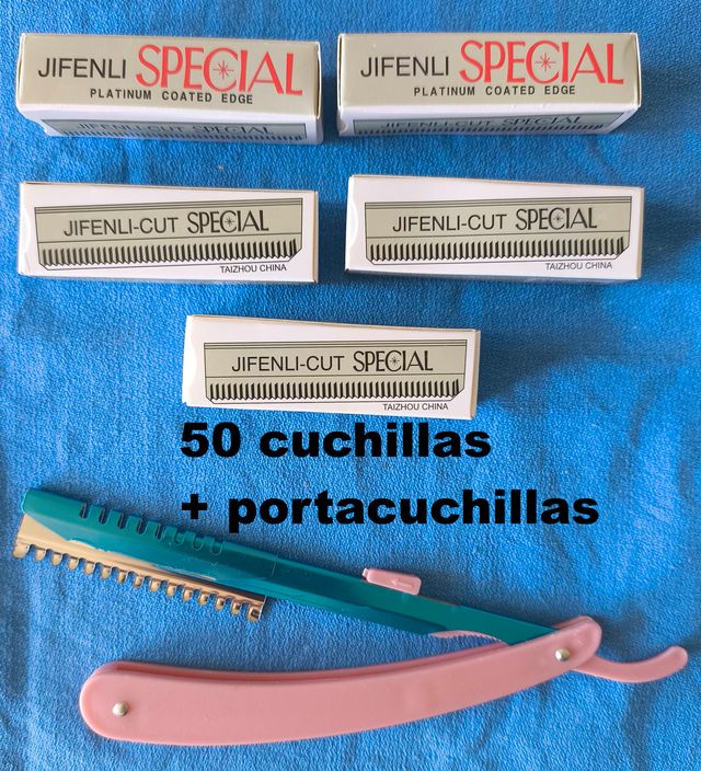 50 cuchillas para cejas, pelo y 1 portacuchillas