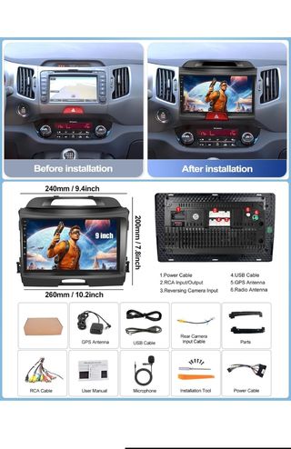 Radio Android 13 KIA Sportage 6GB+128GB
