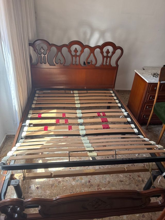 Cama matrimonio 135cm madera somier articulado