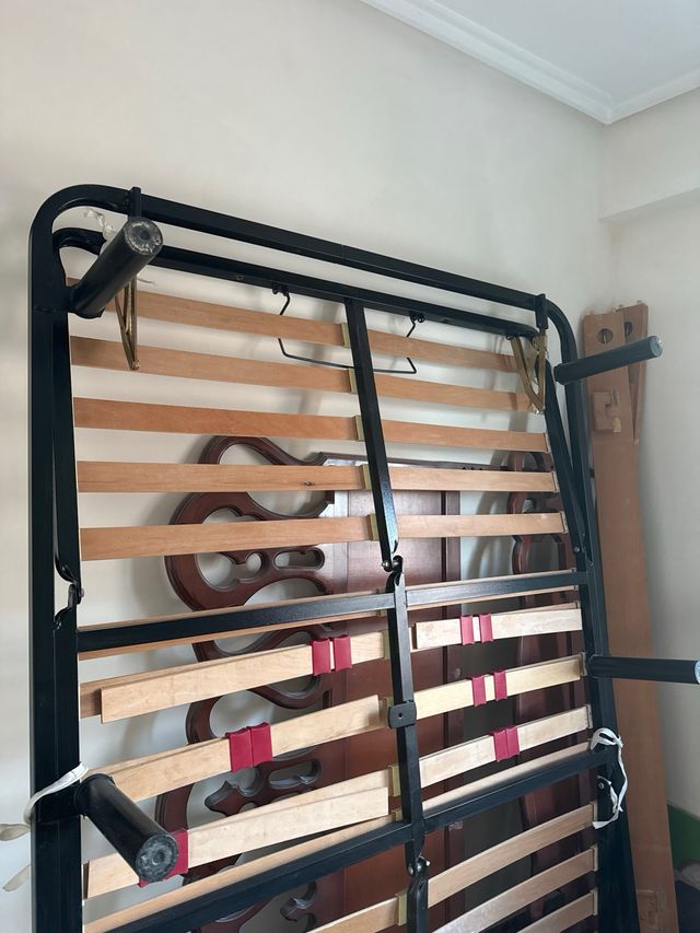 Cama matrimonio 135cm madera somier articulado