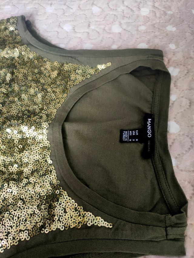 Vestido lentejuelas Mango verde