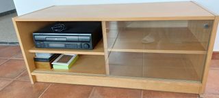 Mueble salón madera-cristal