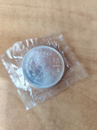 Moneda plata 12€ Isabel II plata
