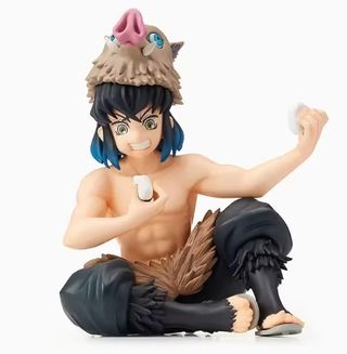 Figuras de Demon Slayer comiendo bolas de arroz