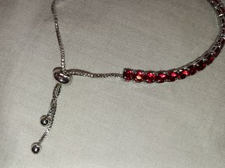Pulsera de eslabones roja con circonitas