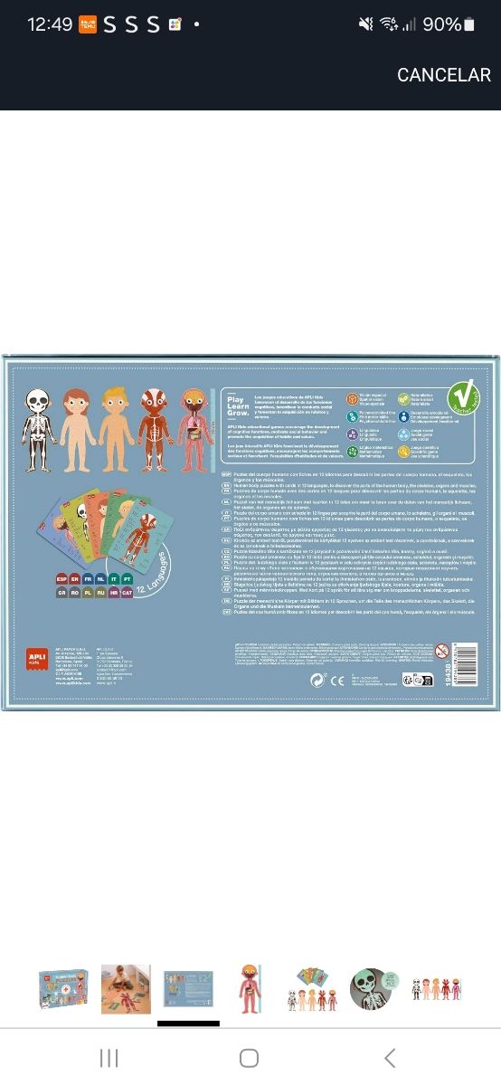 Puzzle Cuerpo Humano Apli Kids 240 piezas sin caja