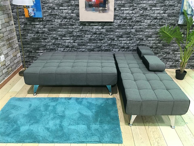 Sofá cama chaise longue gris + negro NUEVO