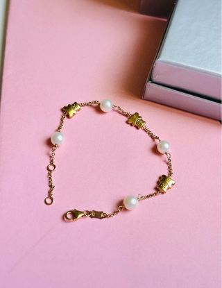 Pulsera oro 18k osos perlas