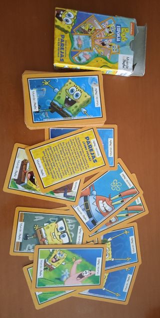 Figura Bob Esponja + Patricio + juego de cartas