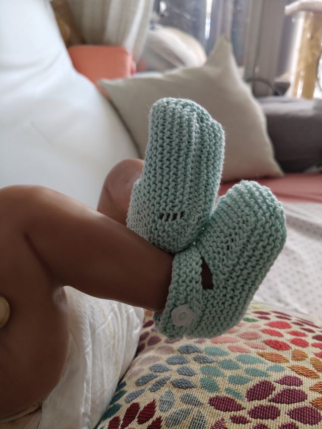 Patucos bebé recién nacido, verde agua