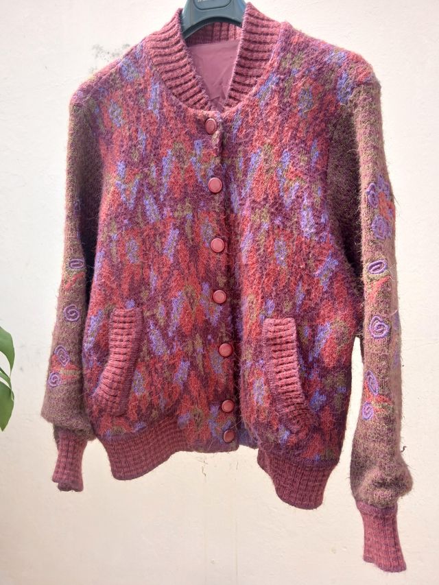 Blusão de Lã - Vermelho e Roxo