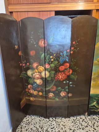 Dos biombos  antiguos  pintados a mano a 80 euros