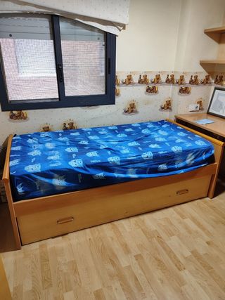 Armario rinconero juvenil y doble cama