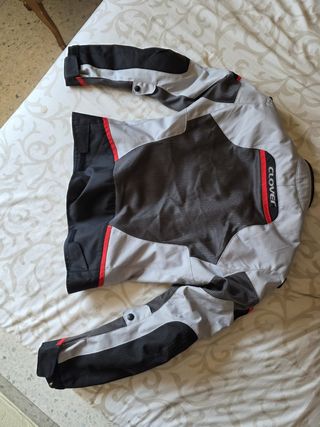 Chaqueta moto Clover gris-negra