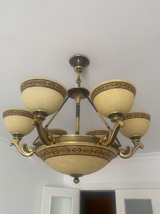 Lámpara techo 5 luces dorada