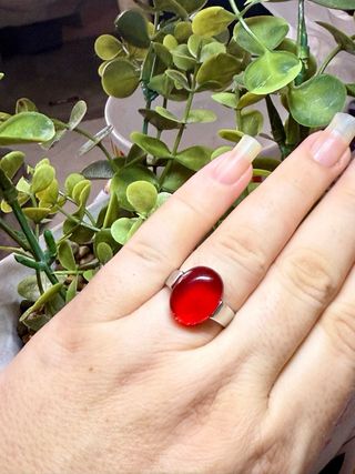 Anillo ágata roja plata