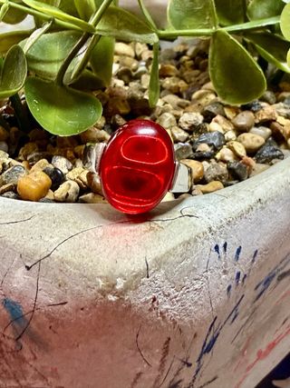 Anillo ágata roja plata