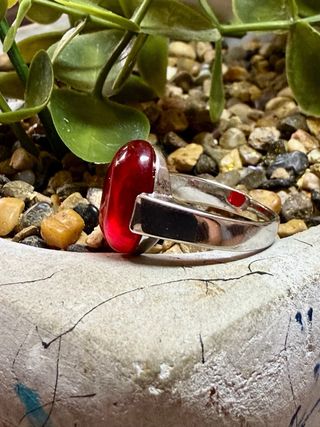 Anillo ágata roja plata