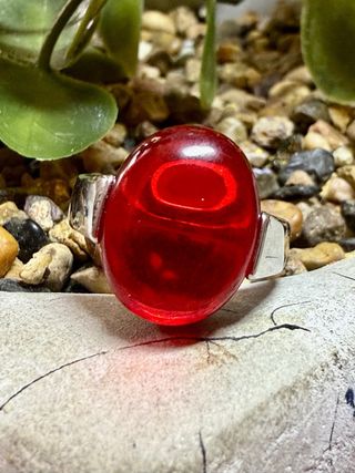 Anillo ágata roja plata