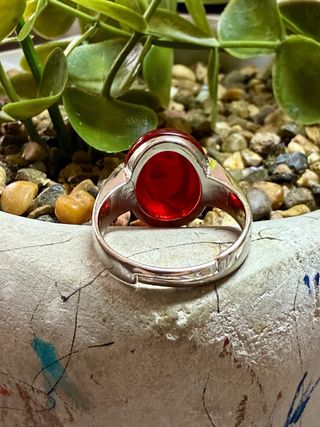 Anillo ágata roja plata