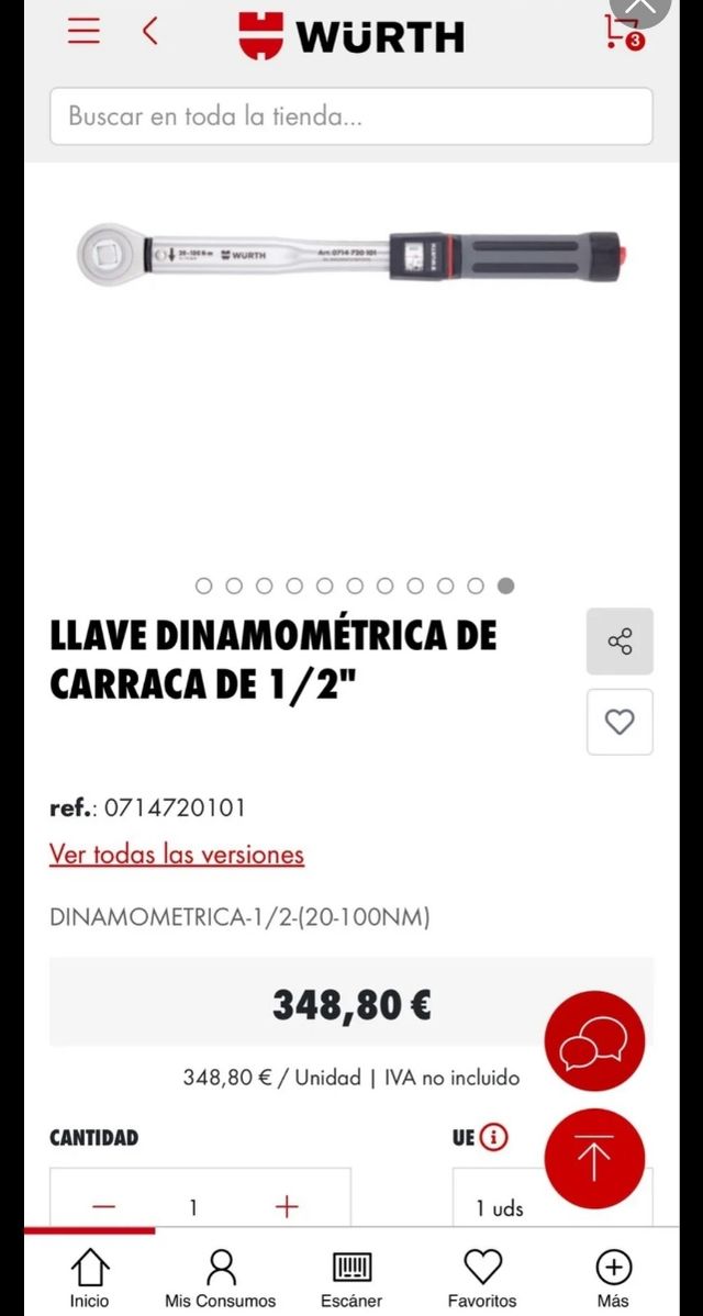 Llave dinamometrica Wurth 20-100 Nm