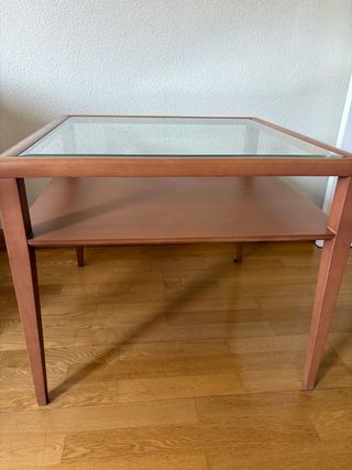 Mesa centro madera cristal