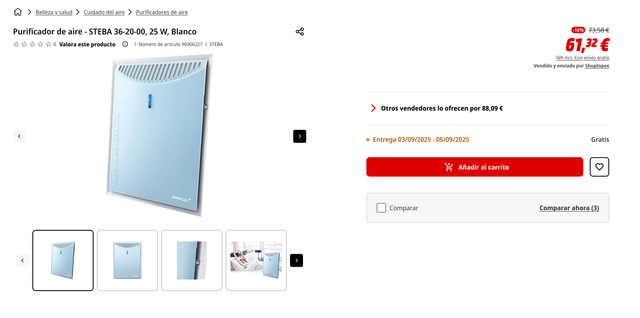 Purificador aire iónico gris