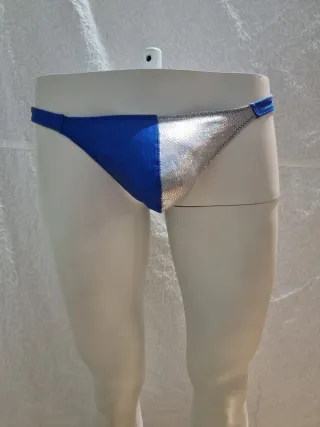Tanga bañador azul y plata
