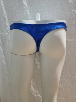 Tanga bañador azul y plata
