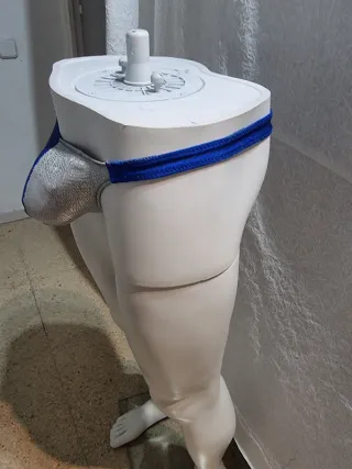 Tanga bañador azul y plata