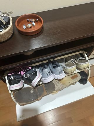 Zapatero con espejo - marrón y blanco
