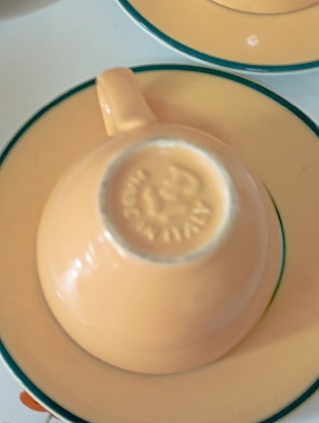 6 tazas-platillo, café porcelana. Made in Italy.