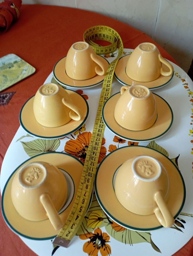 6 tazas-platillo, café porcelana. Made in Italy.