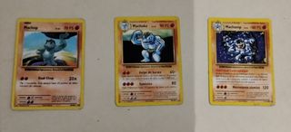 3 cartas Pokémon - Machop, Machoke, Machamp.
