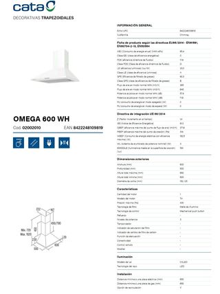 Campana Cata Omega 600 WH blanca + antirretorno