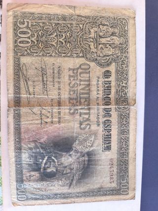 Billete 500 Pesetas España 1940 Madrid.